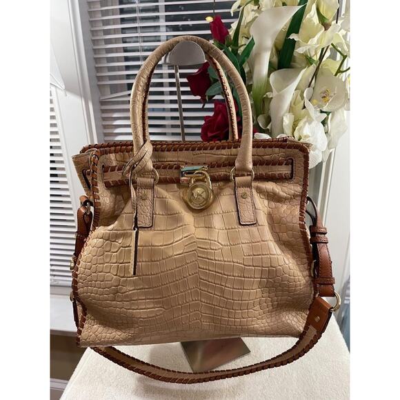Michael Kors Hamilton embossed stitch trim satchel bag (180 - Picture 1 of 12
